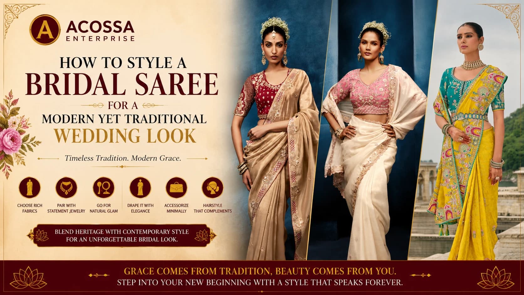 How to Style a Bridal Saree for a Modern Yet Traditional Wedding Look