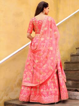 Peach Silk Bridesmaid Lehenga Choli