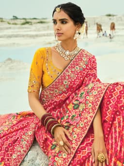Red Bandhej Georgette Saree