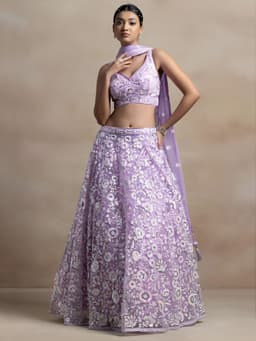 Lavender Floral Sequin Lehenga for Wedding & Reception