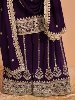 Purple Embroidered Palazzo Suit