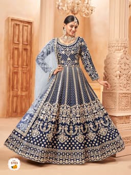 Navy Blue Art Silk Anarkali Suit