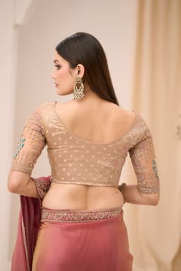 Pink Tissue Georgette Party Wear Saree