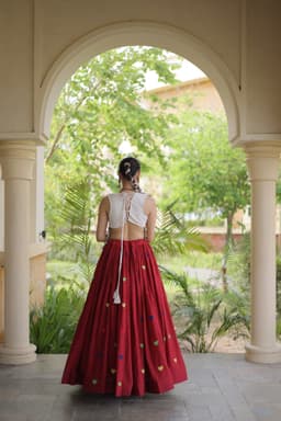 Maroon Heart Embroidery Lehenga for Garba & Navratri