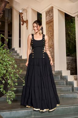 Ebony Black Gamthi Lehenga for Navratri, Garba & Dandiya