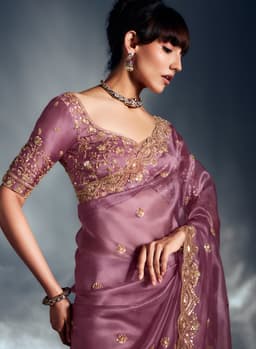 Elegant Lavender Pink Saree for Party Wear
