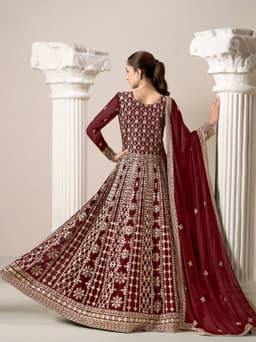 Bridal Maroon Flair Suit