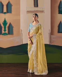 Pastel Yellow Designer Haldi Wear Saree