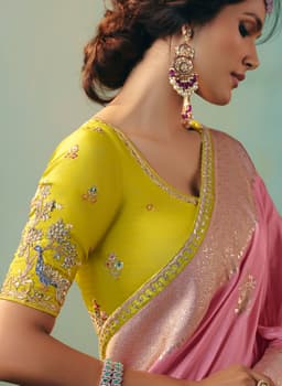Baby Pink Festive Wear Silk Saree