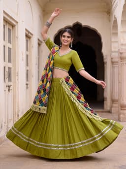 Parrot Green Lehenga for Navratri & Garba Celebrations