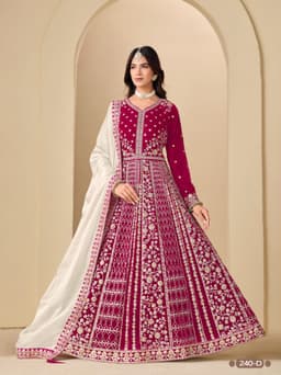 Rani Pink Velvet Anarkali