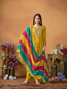 Mustard Pakistani Silk Suit