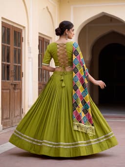 Parrot Green Lehenga for Navratri & Garba Celebrations