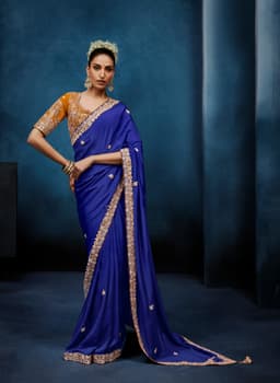 Royal Blue Fancy Saree with Premium Embroidered Border