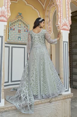 Pista Green Designer Anarkali Suit