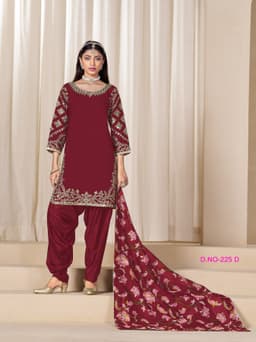 Wine Silk Patiala Suit Set