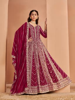 Rani Pink Faux Georgette Anarkali Suit