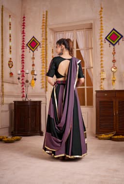 Black Kutchi Patch Lampi Border Navratri Lehenga Choli