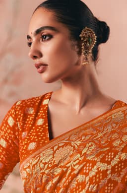 Orange Festive Wear Khaddi Georgette Saree