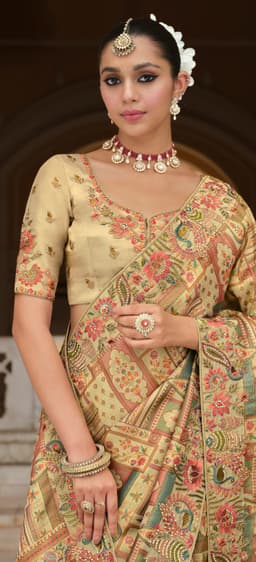 Premium Multicolor Printed Silk Saree for Bridal Wear