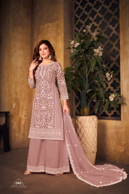 Dusty Mauve Designer Palazzo Suit