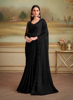 Black Party Wear Shining Georgette Saree