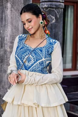 Pure Cotton Lehenga with Kashida Gamthi Top for Navratri