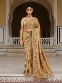 Premium Multicolor Printed Silk Saree for Bridal Wear