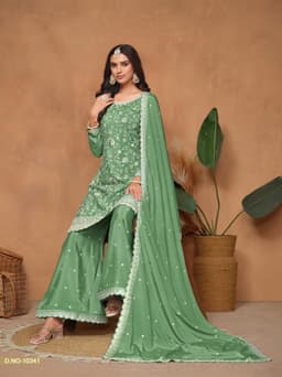 Chinon Mint Green Palazzo Suit