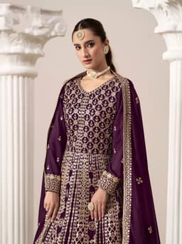 Royal Purple Flair Anarkali Gown