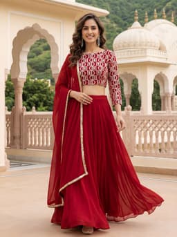 Ruby Red Georgette Lehenga