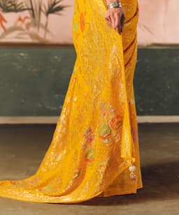 Yellow Festive Wear Georgette Saree