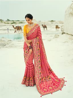 Red Bandhej Georgette Saree