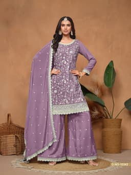 Lavender Chinon Palazzo Suit