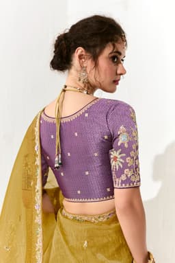 Mustard Yellow Organza Tissue Designer Saree