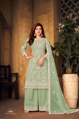 Pista Green Designer Palazzo Suit