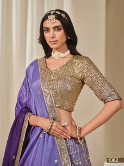 Purple Chinon Silk Lehenga