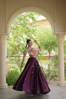 Wine Heart Lehenga | Kutchi Top for Garba