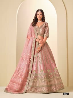 Dusty Pink Art Silk Lehenga