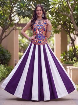 Purple Ivory 6M Flare Lehenga For Navratri
