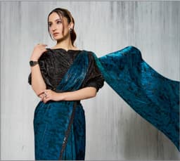 Blue Satin Silk Ready Saree