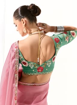Baby Pink Organza Tissue Party Wear Designer Saree