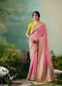 Baby Pink Festive Wear Silk Saree