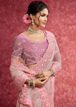 Blush Pink Pure Weave Saree with Embroidered Border