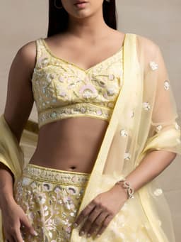 Pastel Yellow Sequin Lehenga for Wedding & Festive Wear