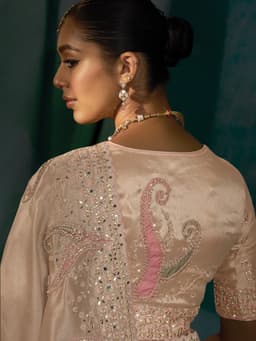 Rose Gold Bridal Ziraf Silk Saree