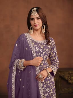 Lavender Georgette Designer Palazzo