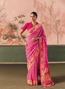Pink Festive Wear Khaddi Georgette Saree