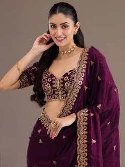 Royal Wine Tissue Silk Saree for Wedding & Reception