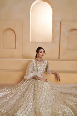 White Designer Net Sequins Lehenga Choli